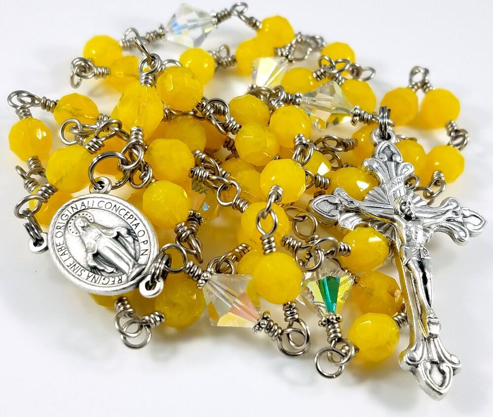 Hand-Made Five Decade Catholic Rosary, Unbreakable Wire Wrapped